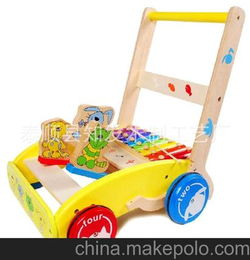 益智木制儿童婴幼儿多功能手推助步学步小推车木质带敲琴玩具批发